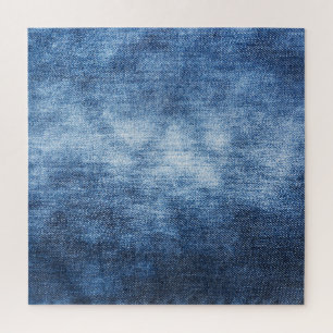 Abgetragener Denim-Stoff, texturierter Hintergrund Puzzle