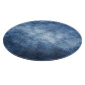 Abgetragener Denim-Stoff, texturierter Hintergrund Schneidebrett (Ecke)