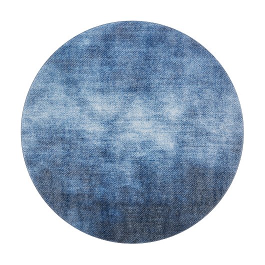 Abgetragener Denim-Stoff, texturierter Hintergrund Schneidebrett (Vorderseite)