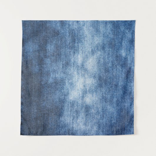 Abgetragener Denim-Stoff, texturierter Hintergrund Wandteppich (Vorderseite (Horizontal))