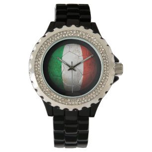Abgetragener italienischer Flag Fußball-Fußball-Ba Armbanduhr