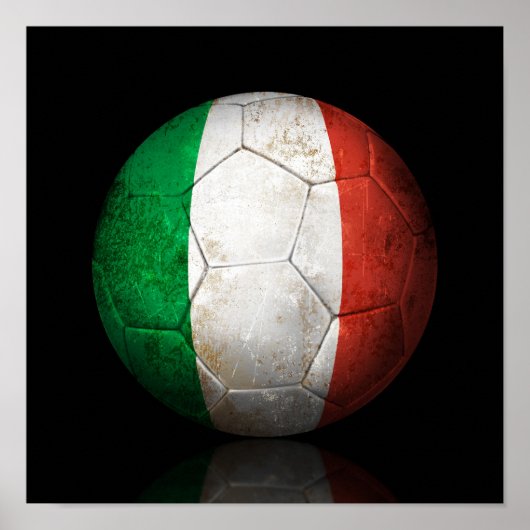 Abgetragener italienischer Flag Fußball-Fußball-Ba Poster (Vorne)