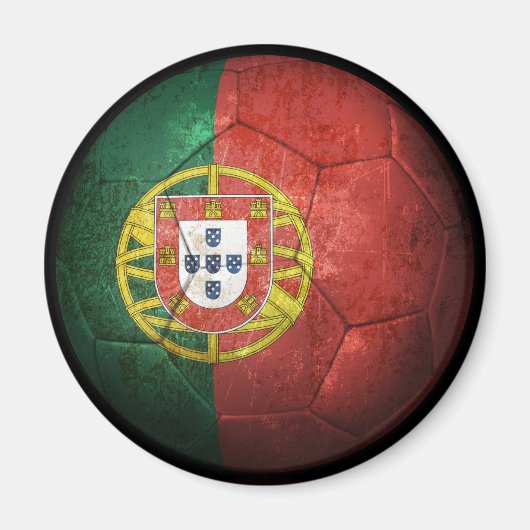 Abgetragener portugiesischer Flaggenfußball-Ball Magnet (Vorne)