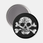 Abgetragener Schädel und Kreuzknochen Magnet (Vorderseite/Rückseite)