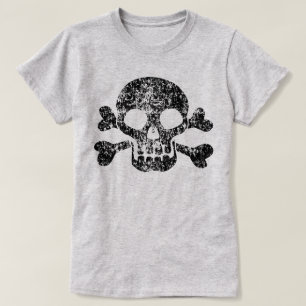 Abgetragener Schädel und Kreuzknochen T-Shirt