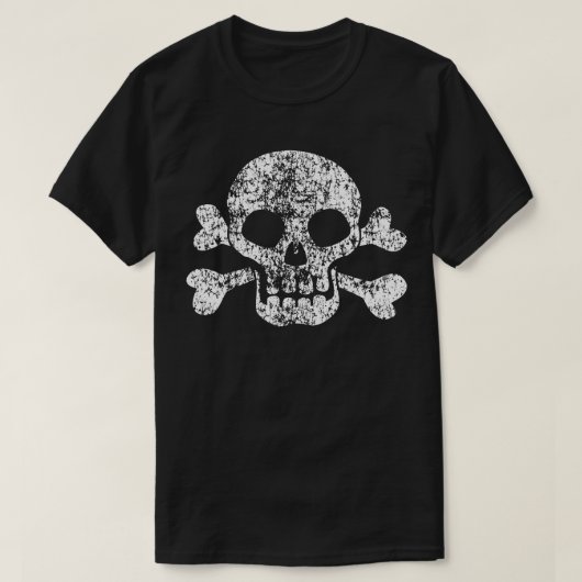 Abgetragener Schädel und Kreuzknochen T-Shirt (Design vorne)