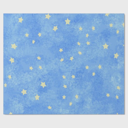 abgewaschene blaue Sterne Geschenkpapier (Flach)