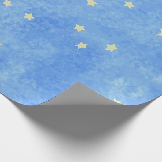 abgewaschene blaue Sterne Geschenkpapier (Ecke)