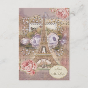 Abgewohnter Chic Eiffelturm Floral Save the Date Einladung