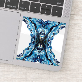 Abgrund Blau Abstrakte Acrylmalerei Fluid Art Aufkleber