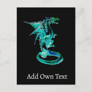 Abgrundblauer Drache Unterwasser Fantasie Mytholog Postkarte