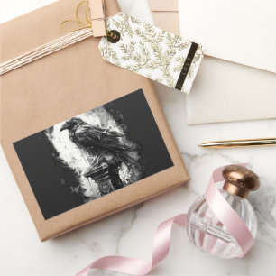 Abgrundblick Heavy Metal Raben-Schädel Rechteckiger Aufkleber