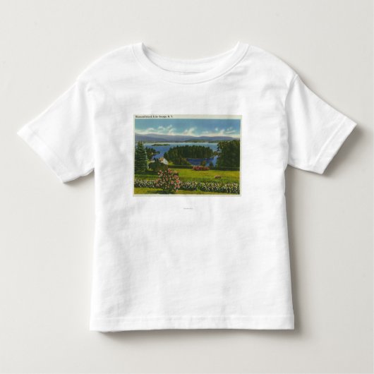 Abhang-Ansicht von Diamant-Insel und See Kleinkind T-shirt (Vorderseite)
