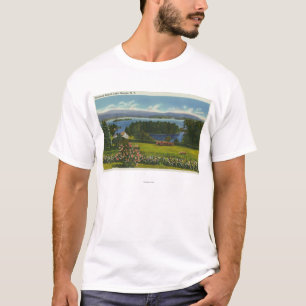 Abhang-Ansicht von Diamant-Insel und See T-Shirt
