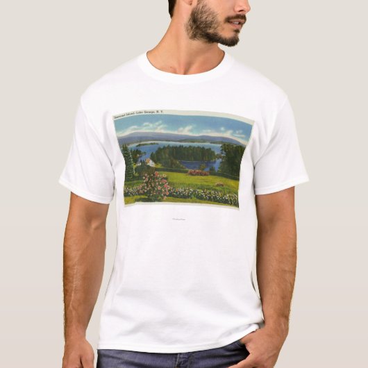 Abhang-Ansicht von Diamant-Insel und See T-Shirt (Vorderseite)