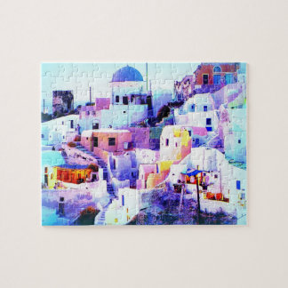 Abhang-griechisches Stadtpuzzlespiel Puzzle