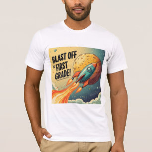Abheben in die erste Klasse Retro-Rakete Weltraum T-Shirt