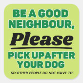 Abholen nach dem Hund Quadratischer Aufkleber (Vorderseite)