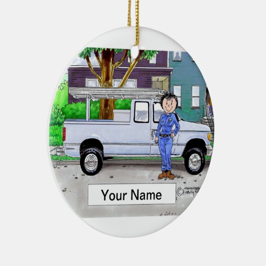 Abholwagen, blau - Weibchen Keramik Ornament (Rechts)