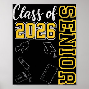 Abi 2026 Abschlussklasse 26 Schulabschluss Schwarz Poster
