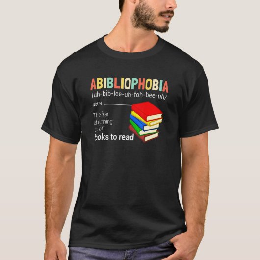 Abibliophobia Definition Reading Bookworm Reader V T-Shirt (Vorderseite)