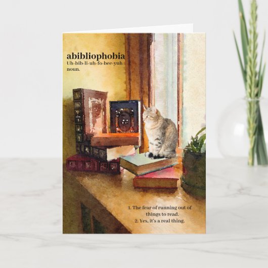 Abibliophobie-(Äh-bib-li-uh-fo-bee-yuh) humorvoll  Karte (Vorderseite)