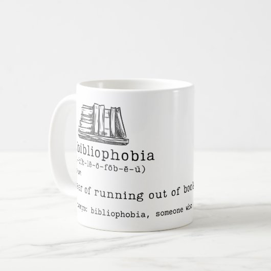 Abibliophobie Buch Lover Geschenk Kaffeetasse (Vorderseite Links)