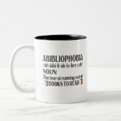 Abibliophobie Definition Bookworm Books Reader Zweifarbige Tasse (Links)