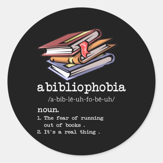 Abibliophobie Definition Bookworm Reader Lesen L Runder Aufkleber (Vorderseite)