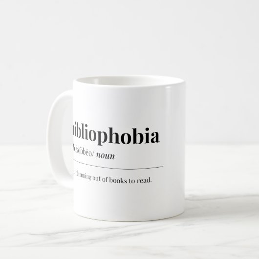 Abibliophobie Definition Kaffeetasse (Vorderseite Links)