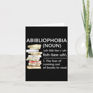 Abibliophobie Definition lustiges Lesen Buchwurm Karte