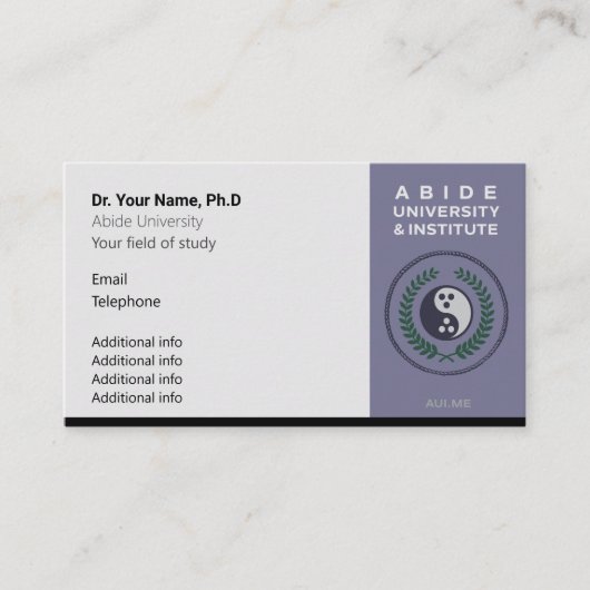 Abide University Business Cards Visitenkarte (Vorderseite)