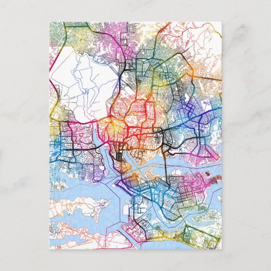 Abidjan Côte d'Ivoire City Map Postkarte (Vorderseite)
