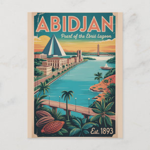 Abidjan Côte d'Ivoire Retro-Reiseplakat-Kunst Postkarte