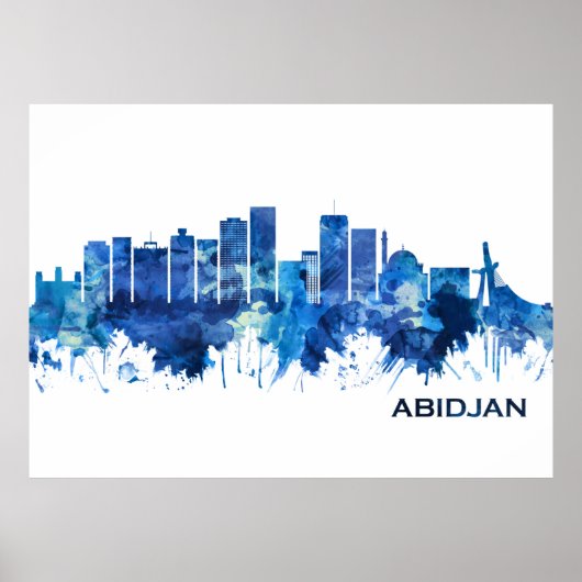 Abidjan Ivory Coast Skyline Blue Poster (Vorne)