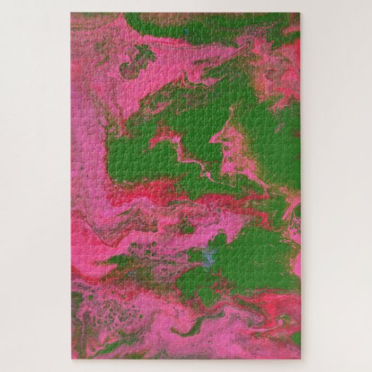 Abigail 2 Crazy Pink Grüne Abstrakte Puzzle (Vertikal)