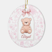 Abigail | Benutzerdefiniertes rosa Teddy-Bär-Kinde Keramik Ornament (Links)
