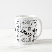 Abigail Custom Name Black White Coffee Mug Kaffeetasse (VorderseiteRechts)