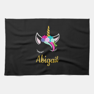 Abigail Dark Unicorn Name T-Shirt Geschirrtuch