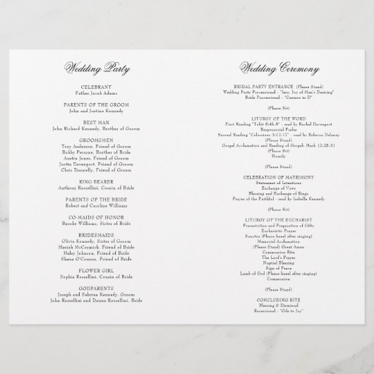 Abigail Katholic Wedding Full Mass Program (Rückseite)