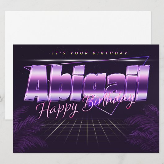 Abigail Name Vorname lila retro Karte Geburtstag (Vorne/Hinten)