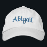 Abigail Personalisiert bestickte Baseballkappe<br><div class="desc">Abigail Name auf individualisierbaren bestickten Baseball-Cap / Baseball-Hut in blau,  von 369MyName & 369.</div>