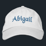 Abigail Personalisiert bestickte Baseballkappe<br><div class="desc">Abigail Name auf individualisierbaren bestickten Baseball-Cap / Baseball-Hut in blau,  von 369MyName & 369.</div>