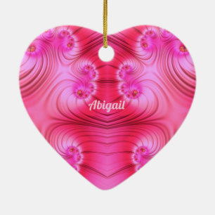 ABIGAIL ~VALENTINE HEART ~ Rosa Fraktal ~ Keramik Ornament