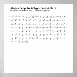 Abigaile Script Schriftart Glyphs Kontaktblatt Pos Poster