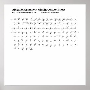 Abigaile Script Schriftart Glyphs Kontaktblatt Pos Poster