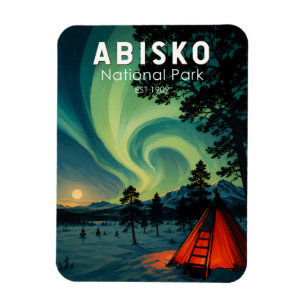 Abisko Nationalpark Illustration Nordlichter Magnet
