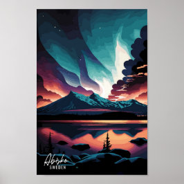 Abisko Schweden Art Vintage Travel Illustration Poster
