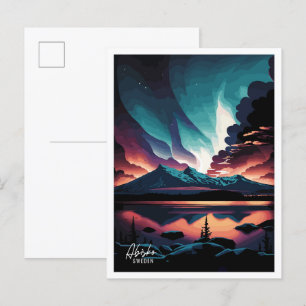 Abisko Schweden Kunst Vintage Reise Illustration Postkarte