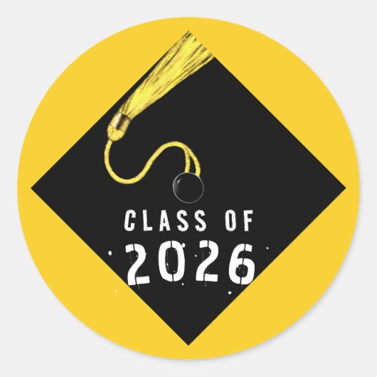 Abitur 2026 Gelb Runder Aufkleber (Vorderseite)